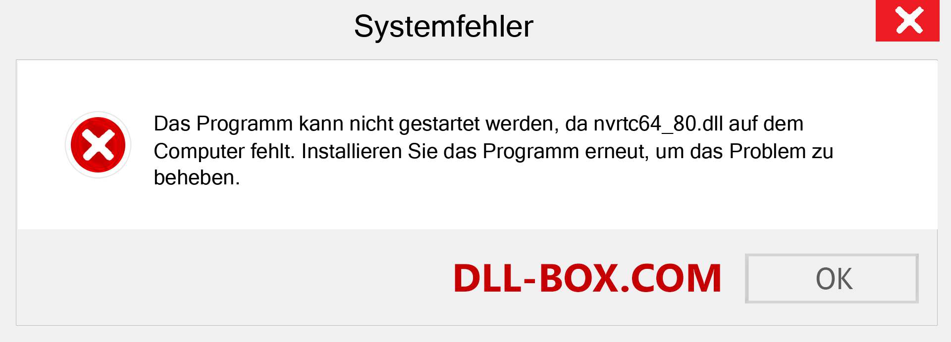 nvrtc64_80.dll-Datei fehlt?. Download für Windows 7, 8, 10 - Fix nvrtc64_80 dll Missing Error unter Windows, Fotos, Bildern